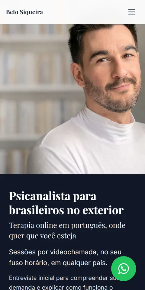 O mesmo site visto no celular