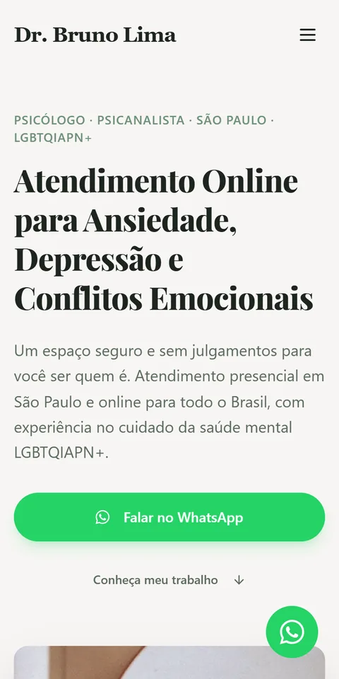 O mesmo site visto no celular
