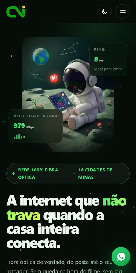 O mesmo site visto no celular