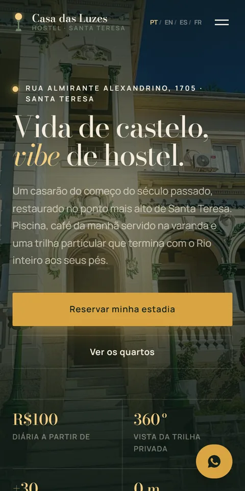 O mesmo site visto no celular